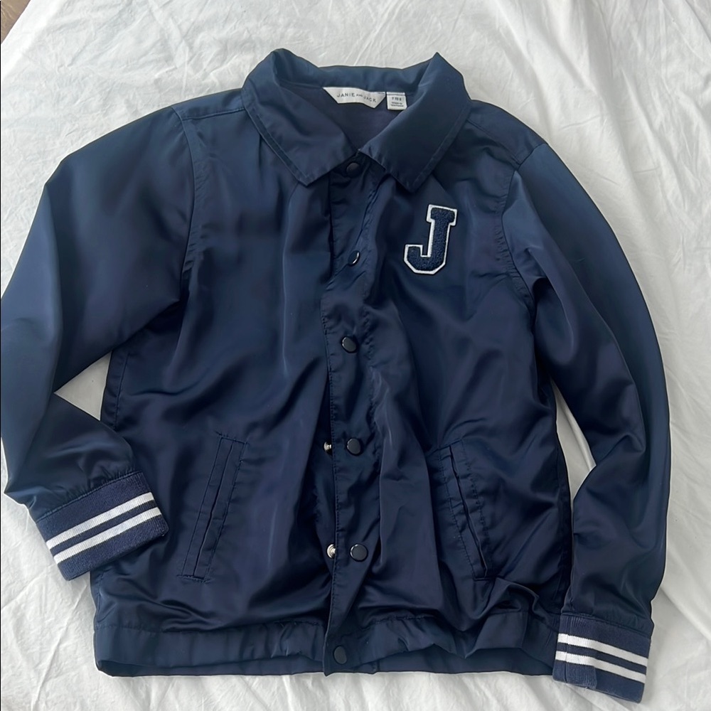 Janie and Jack Blue Varsity Jacket with Letter Patch